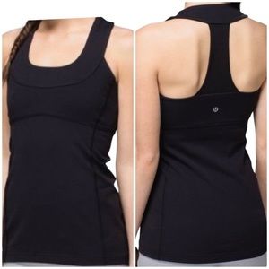 Lululemon Women’s Black Scoop Neck Mesh T-Back Exercise Tank, Size 6